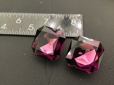 Vintage Purple Faceted Crystal Clip-On Earrings