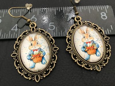 Whimsical Peter Rabbit Style Dangle Earrings