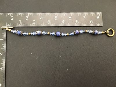 Lapis Lazuli and Light Blue Crystal Beaded Toggle Bracelet