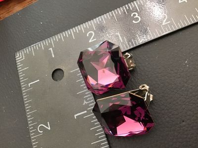 Vintage Purple Faceted Crystal Clip-On Earrings
