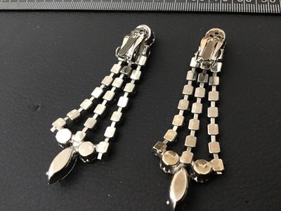 Vintage Rhinestone Chandelier Clip-On Earrings