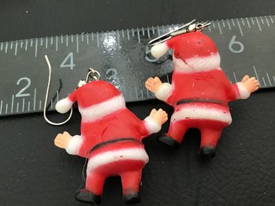 Vintage Plastic Santa Claus Dangle Earrings