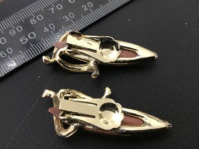Vintage Gold-Tone and Brown Cabochon Clip-On Earrings