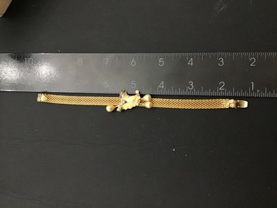 Vintage Gold-Tone Mesh Slide Bracelet with Faux Pearls & Rhinestones