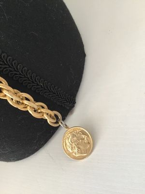 Vintage Gold-Tone Chain Link Belt with Alexander the Great Coin Charm