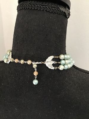 Vintage 3-Strand Faux Pearl & Crystal Bead Necklace
