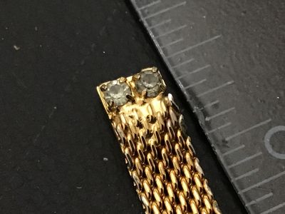 Vintage Gold-Tone Mesh Slide Bracelet with Faux Pearls & Rhinestones