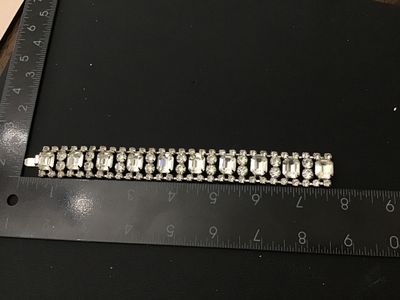 Vintage Rhinestone Wide Link Bracelet