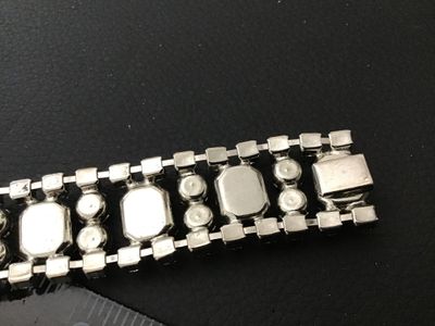Vintage Rhinestone Wide Link Bracelet