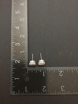 Silver-Tone Crown Setting Clear Rhinestone Stud Earrings