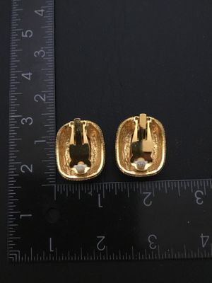 Vintage Gold-Tone Rhinestone & Emerald-Cut Crystal Clip-On Earrings