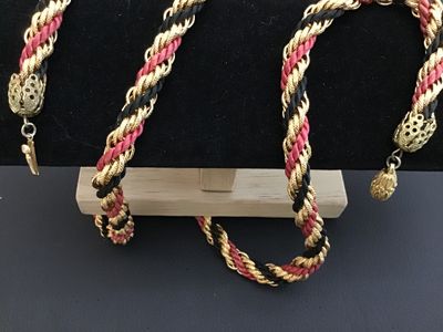 Vintage Gold Tone & Twisted Cord RopeNecklace