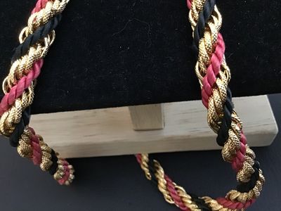 Vintage Gold Tone & Twisted Cord RopeNecklace