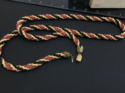 Vintage Gold Tone & Twisted Cord RopeNecklace