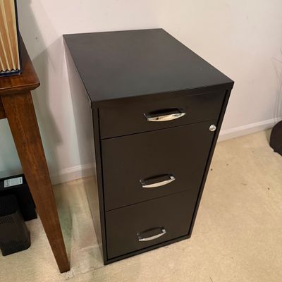 3-Drawer Metal Filing Cabinet with Expanding Organizers and Office Supplies (B1-BM)