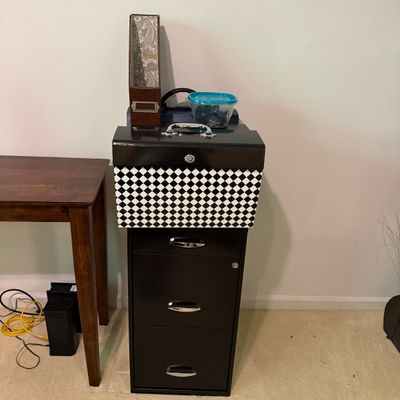3-Drawer Metal Filing Cabinet with Expanding Organizers and Office Supplies (B1-BM)