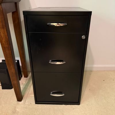3-Drawer Metal Filing Cabinet with Expanding Organizers and Office Supplies (B1-BM)