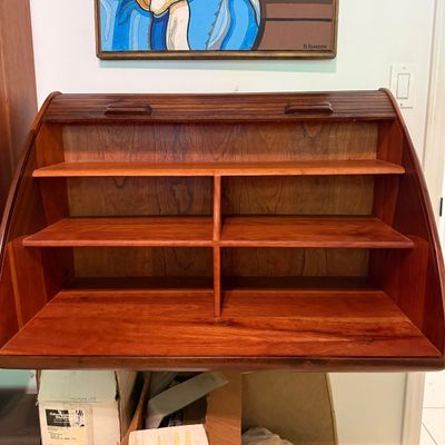 MCM Wall-Mounted Roll-Top Desk with Inlay (B1-BM)