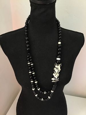 Vintage Zebra Motif Beaded Necklace