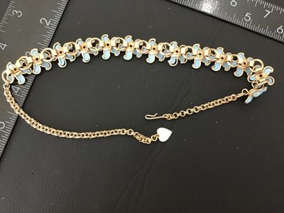 Vintage Coro Blue Enamel and Lucite Rhinestone Flower Choker Necklace