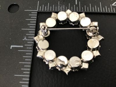 Vintage Silver-Tone Rhinestone Wreath Brooch