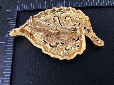 Vintage AAI Gold-Tone Textured Leaf Brooch