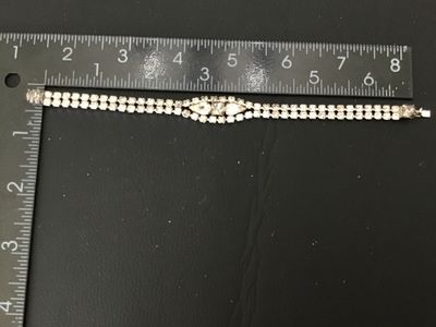 Vintage Double Row Rhinestone Bracelet with Centerpiece