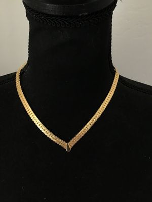 Vintage Napier Gold-Tone Herringbone V-Shape Collar Necklace