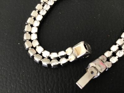 Vintage Double Row Rhinestone Bracelet with Centerpiece