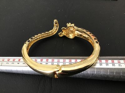 Lilly Pulitzer Gold-Tone Leopard Bypass Hinged Bangle Bracelet