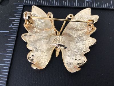 Vintage AAI Gold Tone Enamel Butterfly Brooch