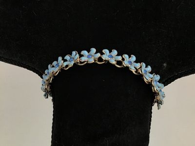 Vintage Coro Blue Enamel and Lucite Rhinestone Flower Choker Necklace