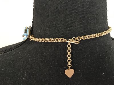 Vintage Coro Blue Enamel and Lucite Rhinestone Flower Choker Necklace