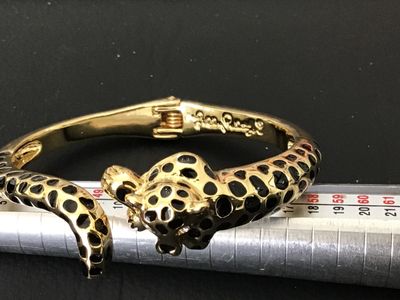 Lilly Pulitzer Gold-Tone Leopard Bypass Hinged Bangle Bracelet
