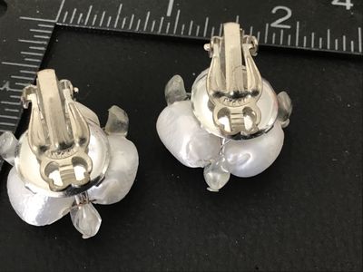 Vintage Japan Faux Pearl and Bead Clip-On Earrings