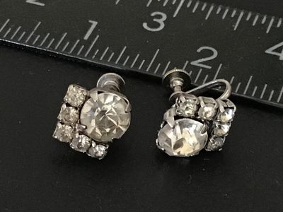 Vintage Rhinestone Screw-Back Earrings