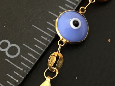 Sterling Silver Gold-Plated Multi-Color Evil Eye Bracelet