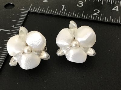 Vintage Japan Faux Pearl and Bead Clip-On Earrings