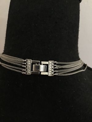 Multi-Strand Silver-Tone Necklace with Aurora Borealis Crystal Beads