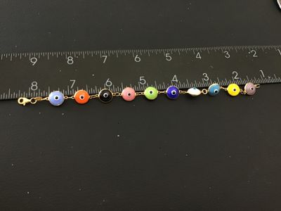 Sterling Silver Gold-Plated Multi-Color Evil Eye Bracelet