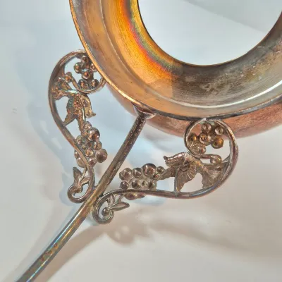 LOT 39: Antique Bride's Basket with Uranium Glass Bowl on Silverplate Stand
