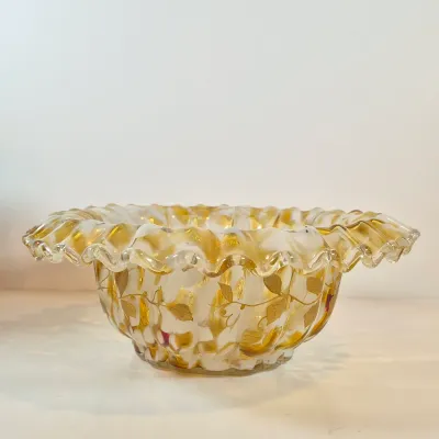 LOT 35: Antique Hand Painted Bride's Bowl on Wilcox Silverplate Stand with Cherubs