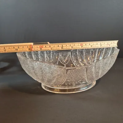 LOT 115: Antique Bride's Basket with Shell & Tassel Glass Bowl in Ornate Pickle Castor Style Basket with Sterling Silver Fork