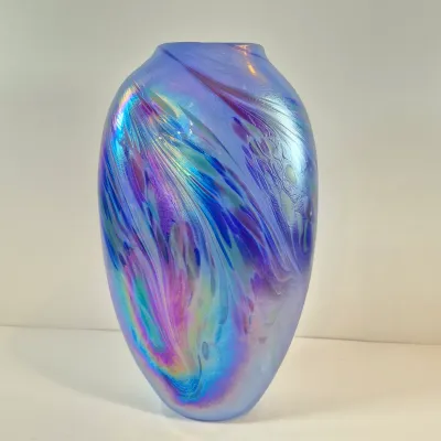 LOT 38: Rosetree New Orleans Iridescent Art Glass Vase Signed