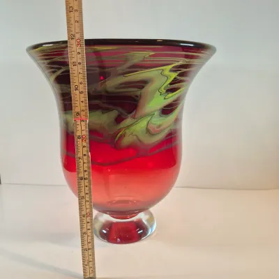 LOT 110: Adam Jablonski Signed Art Glass Vase 12"