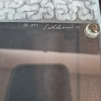 LOT 119: Stephen Schlanser Signed Frosted Glass Bowl & Vanity Tray