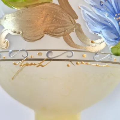 LOT 112: Vintage Hand Blown Gipar-Italy Pedestal Candle Holders with Matching Console Bowl-Signed