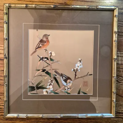 LOT 46: Vintage Chinese Silk Embroidery Bird Art