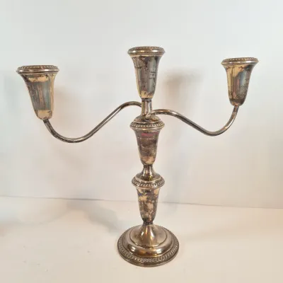 LOT 50: Pair of Weighted Sterling Convertible Candelabras