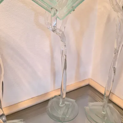 LOT 45: Set of 4 Vintage Postmodern/Art Deco Style Glass Candlestick Holders